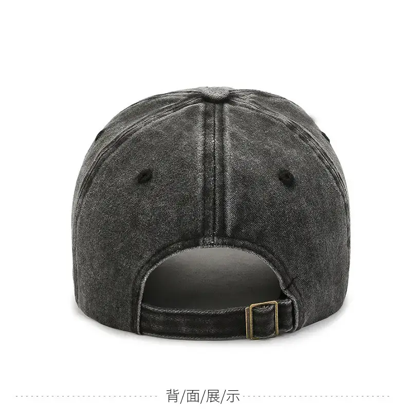 Women's Black Washed Baseball Cap with Duck Tongue & Embroidery — feature 8