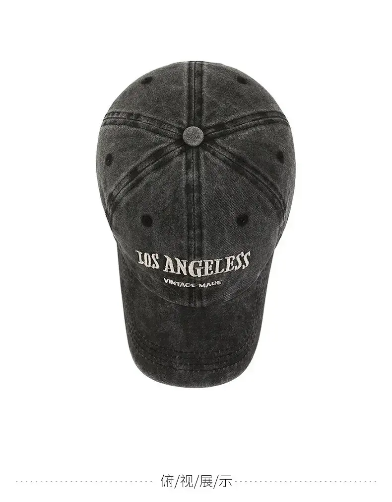 Women's Black Washed Baseball Cap with Duck Tongue & Embroidery — feature 9