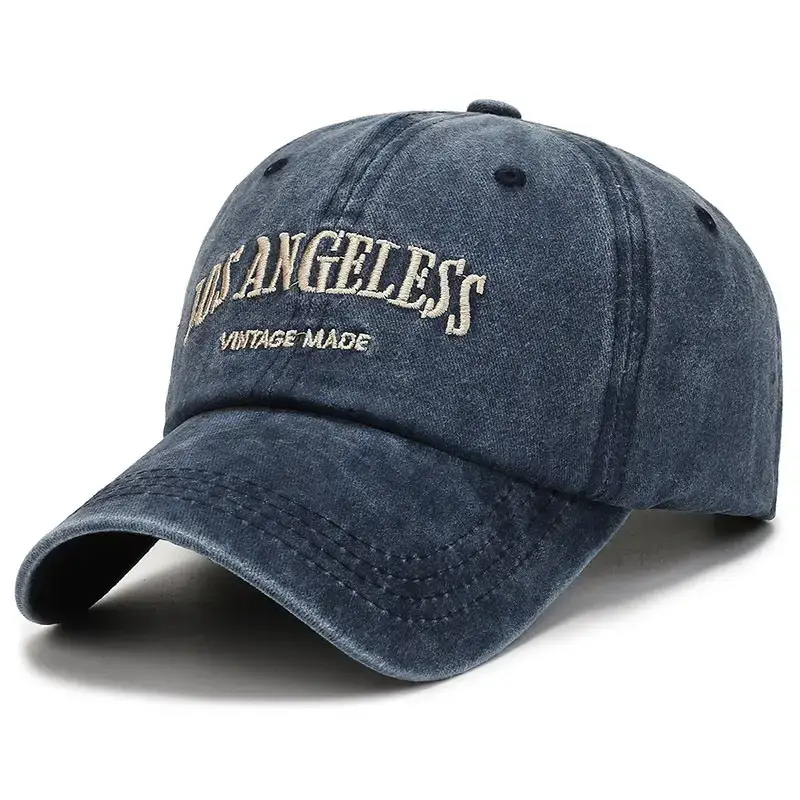 Women's Black Washed Baseball Cap with Duck Tongue & Embroidery - Image 5