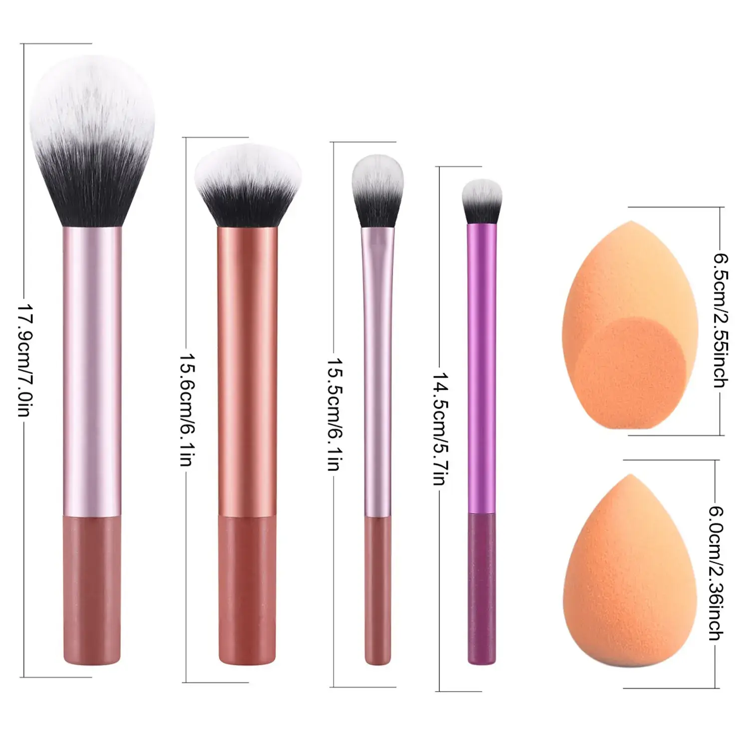 Pink Long Tube Makeup Brushes Set for Eye Shadow & Powder - Image 9