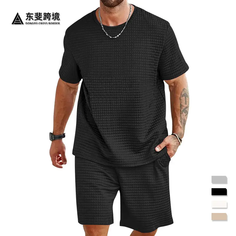 Men Black Cross-Border Ice Silk Shorts Set