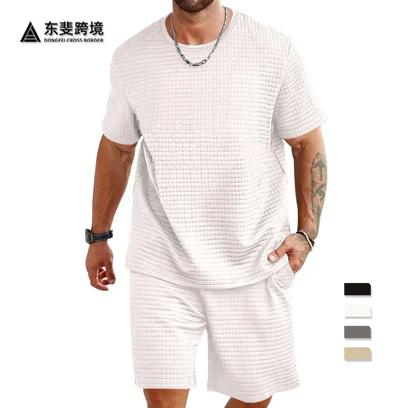 Men Black Cross-Border Ice Silk Shorts Set