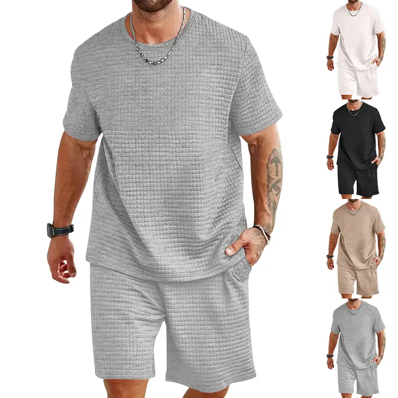 Men Black Cross-Border Ice Silk Shorts Set