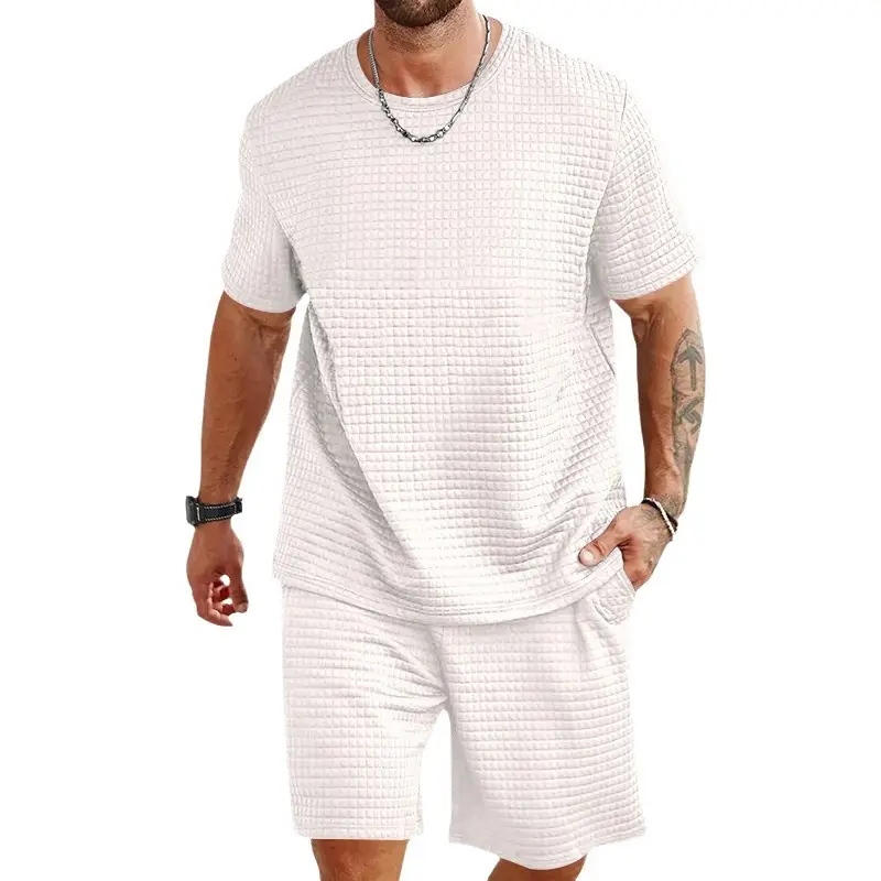 Men Black Cross-Border Ice Silk Shorts Set
