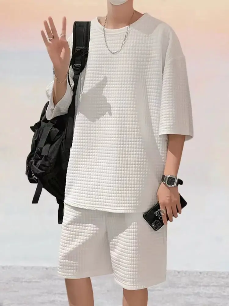 Men Black Cross-Border Ice Silk Shorts Set — feature 18