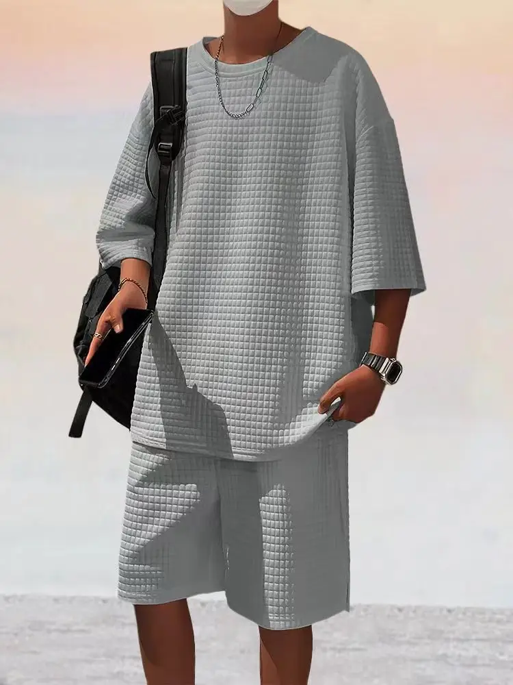 Men Black Cross-Border Ice Silk Shorts Set — feature 26