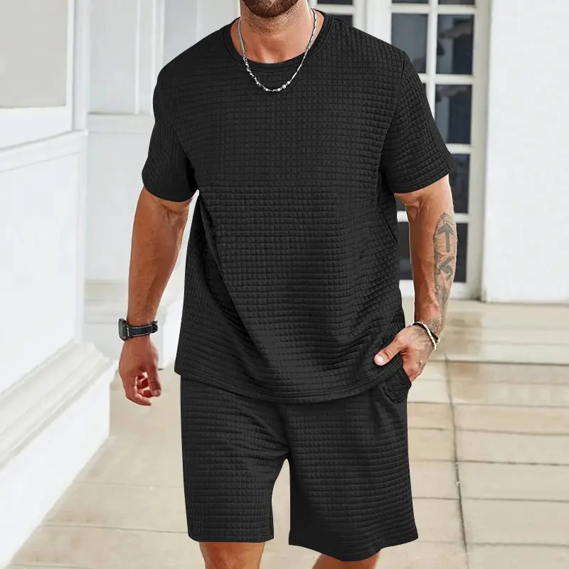 Men Black Cross-Border Ice Silk Shorts Set — feature 30