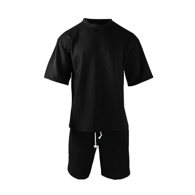 Men Black Cross-Border Ice Silk Shorts Set — feature 42
