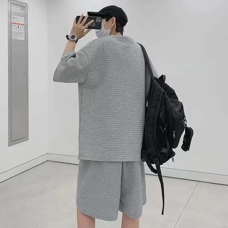 Men Black Cross-Border Ice Silk Shorts Set — feature 43