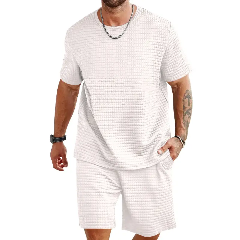 Men Black Cross-Border Ice Silk Shorts Set