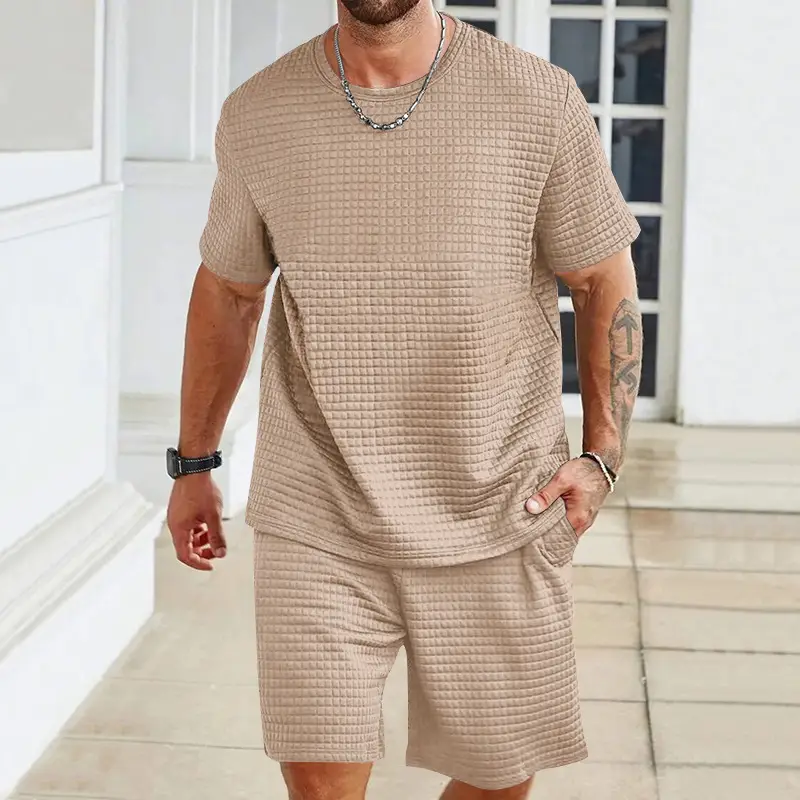 Men Black Cross-Border Ice Silk Shorts Set