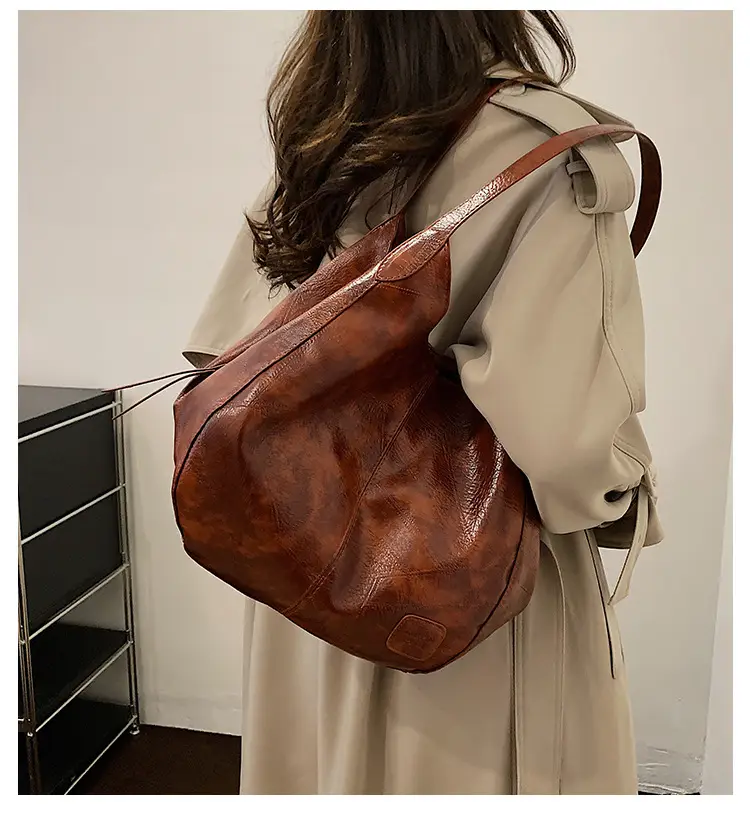Women's 2024 Retro Leather Tote Bag Large Capacity — feature 1