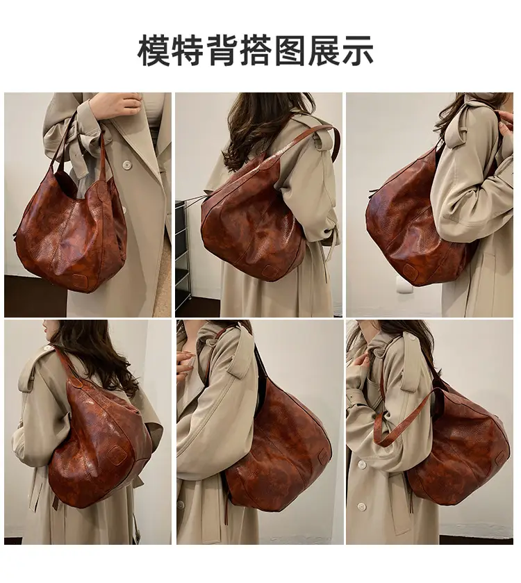 Women's 2024 Retro Leather Tote Bag Large Capacity — feature 10