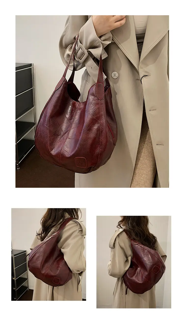 Women's 2024 Retro Leather Tote Bag Large Capacity — feature 11