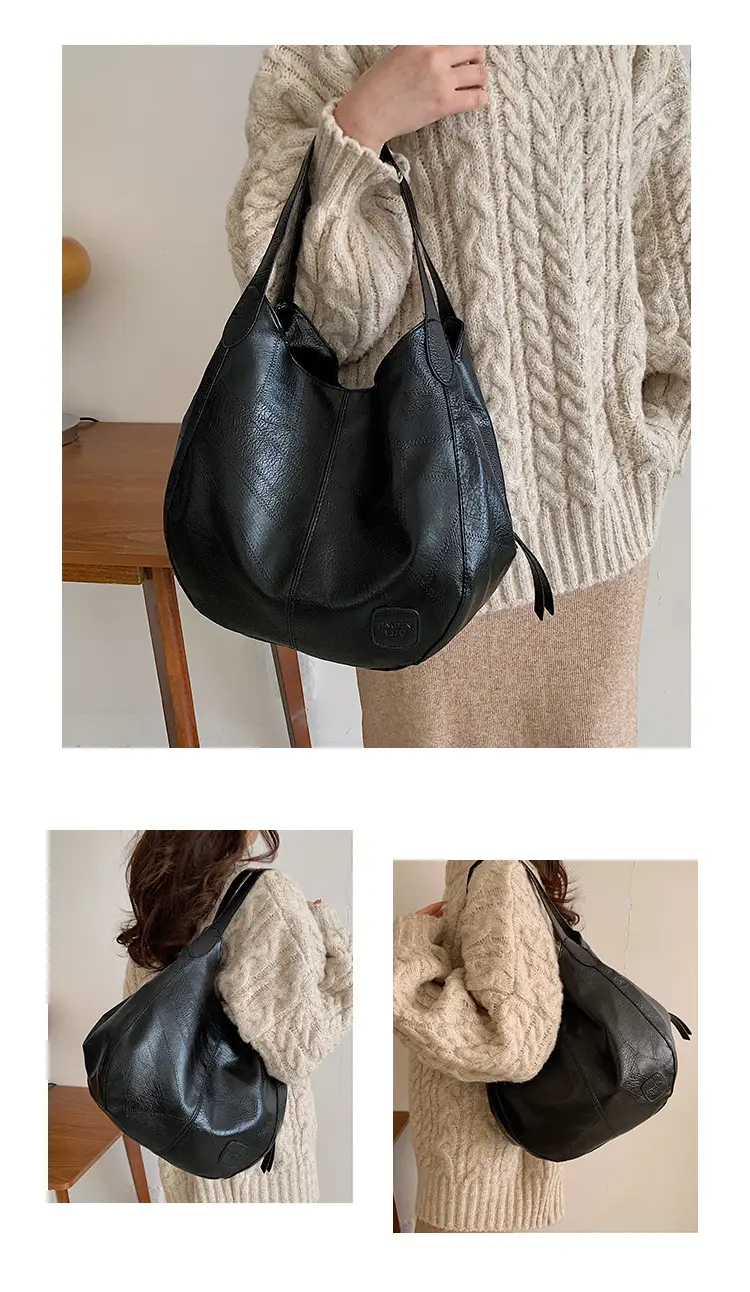 Women's 2024 Retro Leather Tote Bag Large Capacity — feature 13