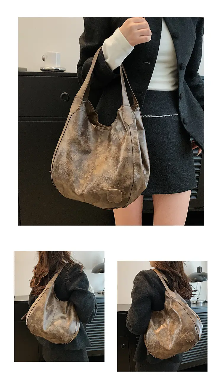 Women's 2024 Retro Leather Tote Bag Large Capacity — feature 14