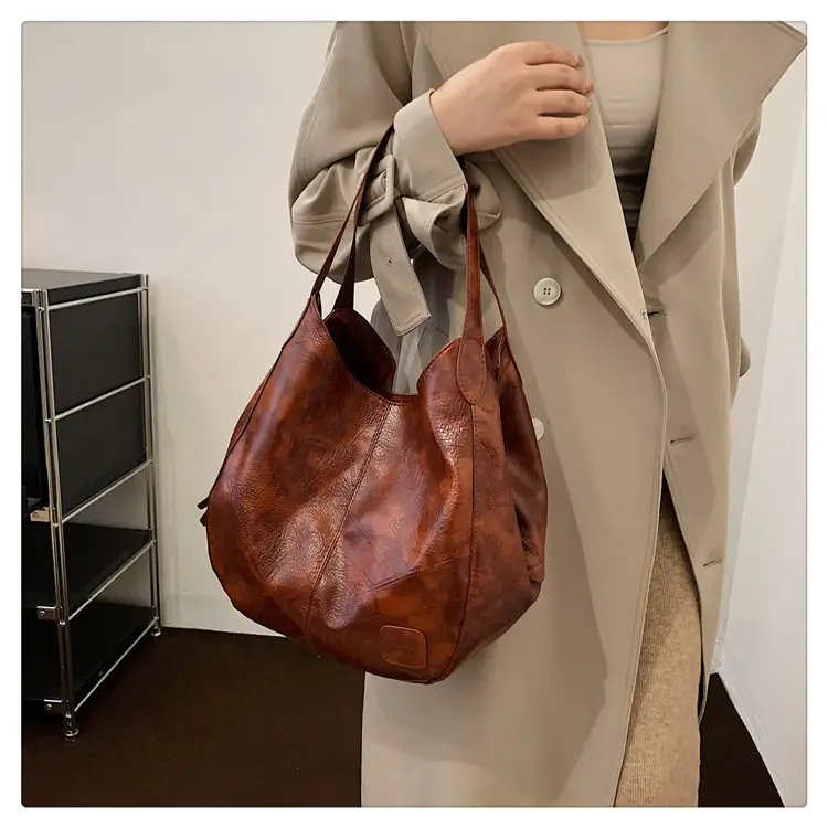 Women's 2024 Retro Leather Tote Bag Large Capacity — feature 22