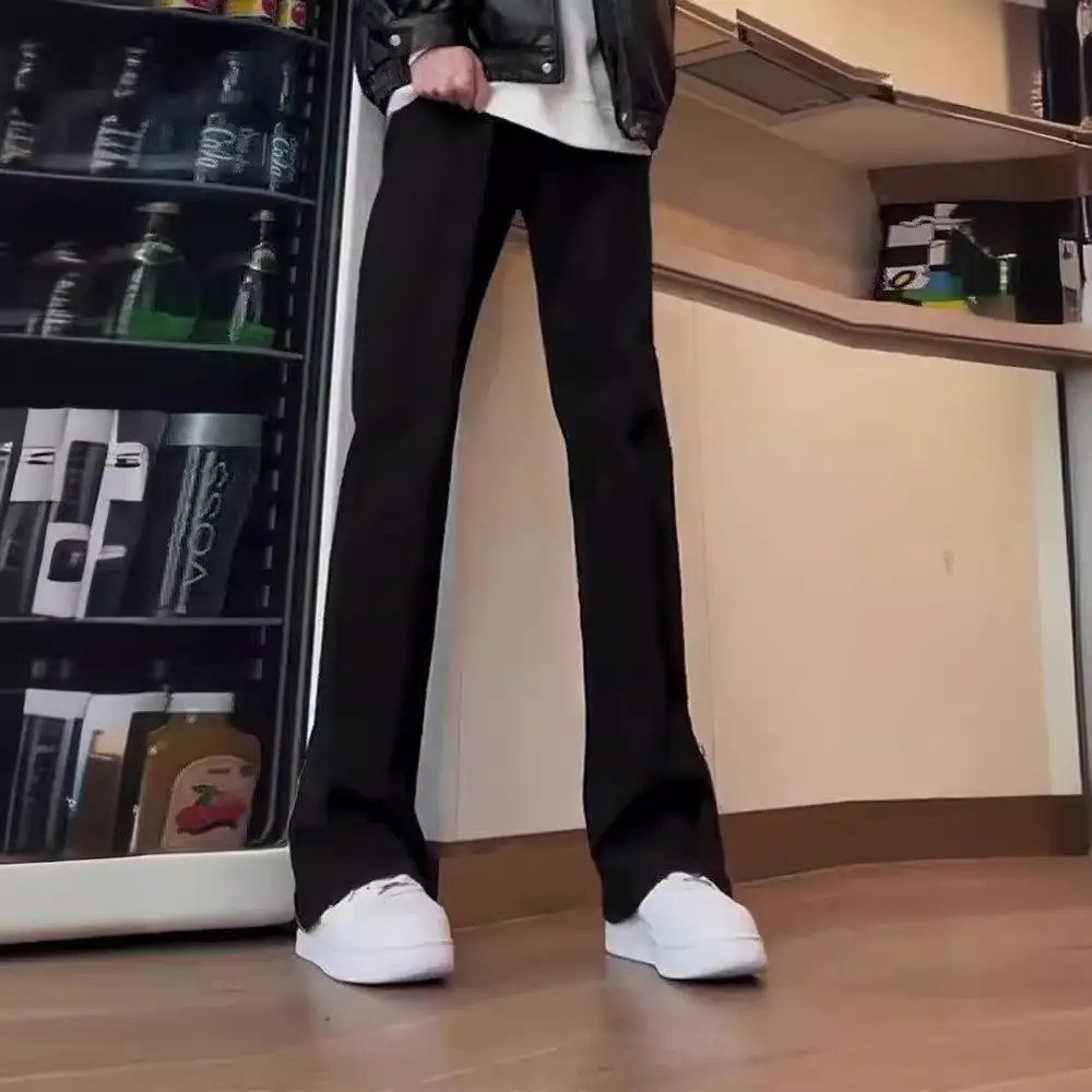Men's Black Slim Fit Micro-Stretch Trousers - Image 3