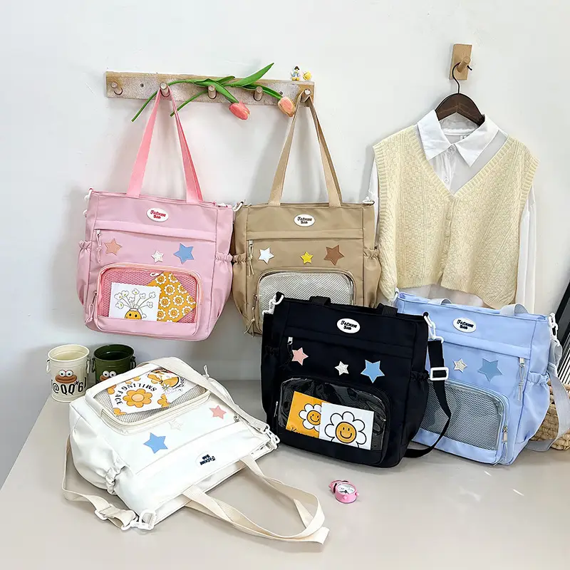 Japanese Ins College Crossbody Bag Cute Casual Student Class Shoulder Bag 2024 Large Capacity Tote Bag