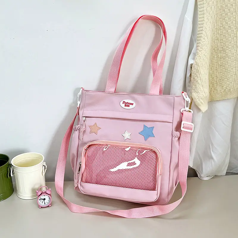 Japanese Ins College Crossbody Bag Cute Casual Student Class Shoulder Bag 2024 Large Capacity Tote Bag