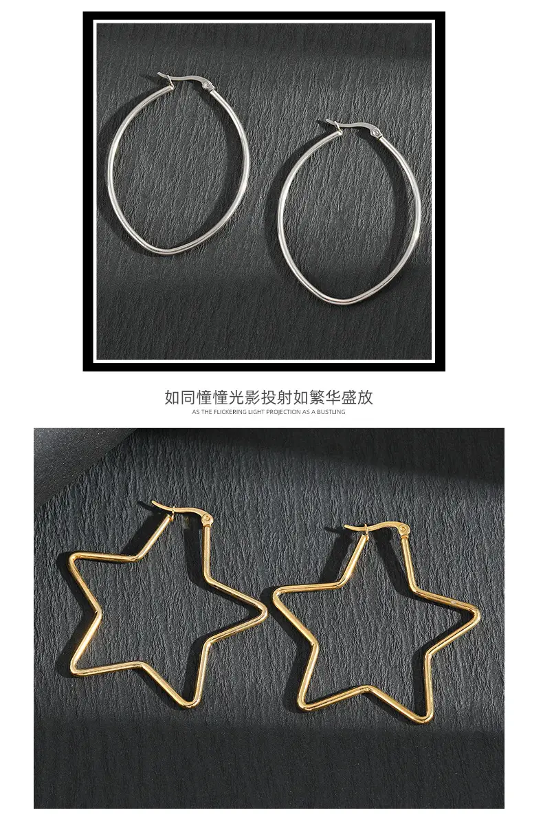 Stainless Steel Five Point Star Earrings for Women — feature 10