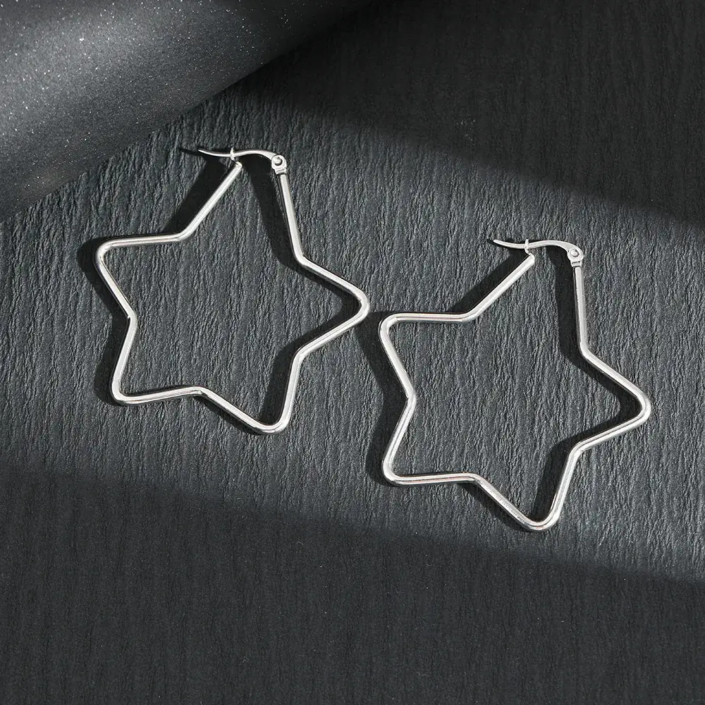 Stainless Steel Five Point Star Earrings for Women - Image 8