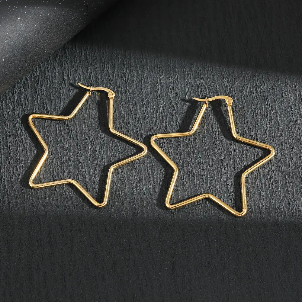 Stainless Steel Five Point Star Earrings for Women - Image 9