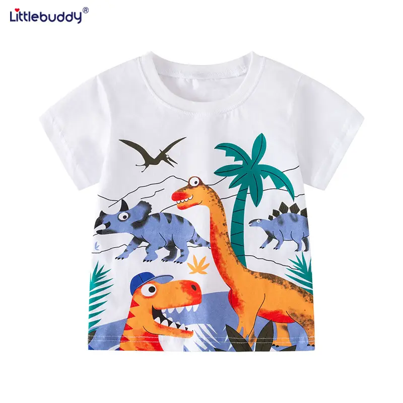 Dinosaur Cotton Kids Summer Suit Blue Shorts - Image 5