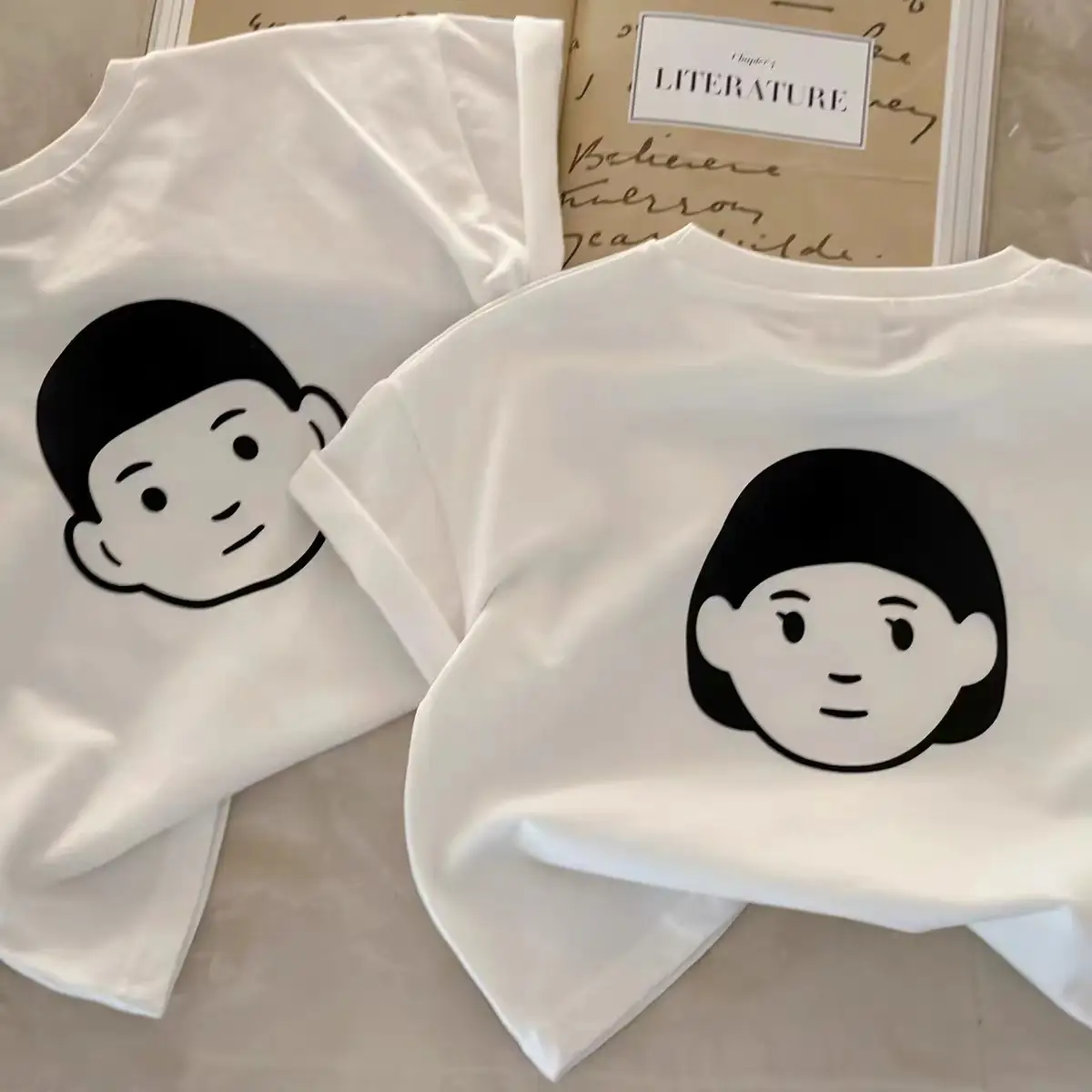 Children 2Pc White Graphic T-Shirt Pure Cotton Summer - Image 2