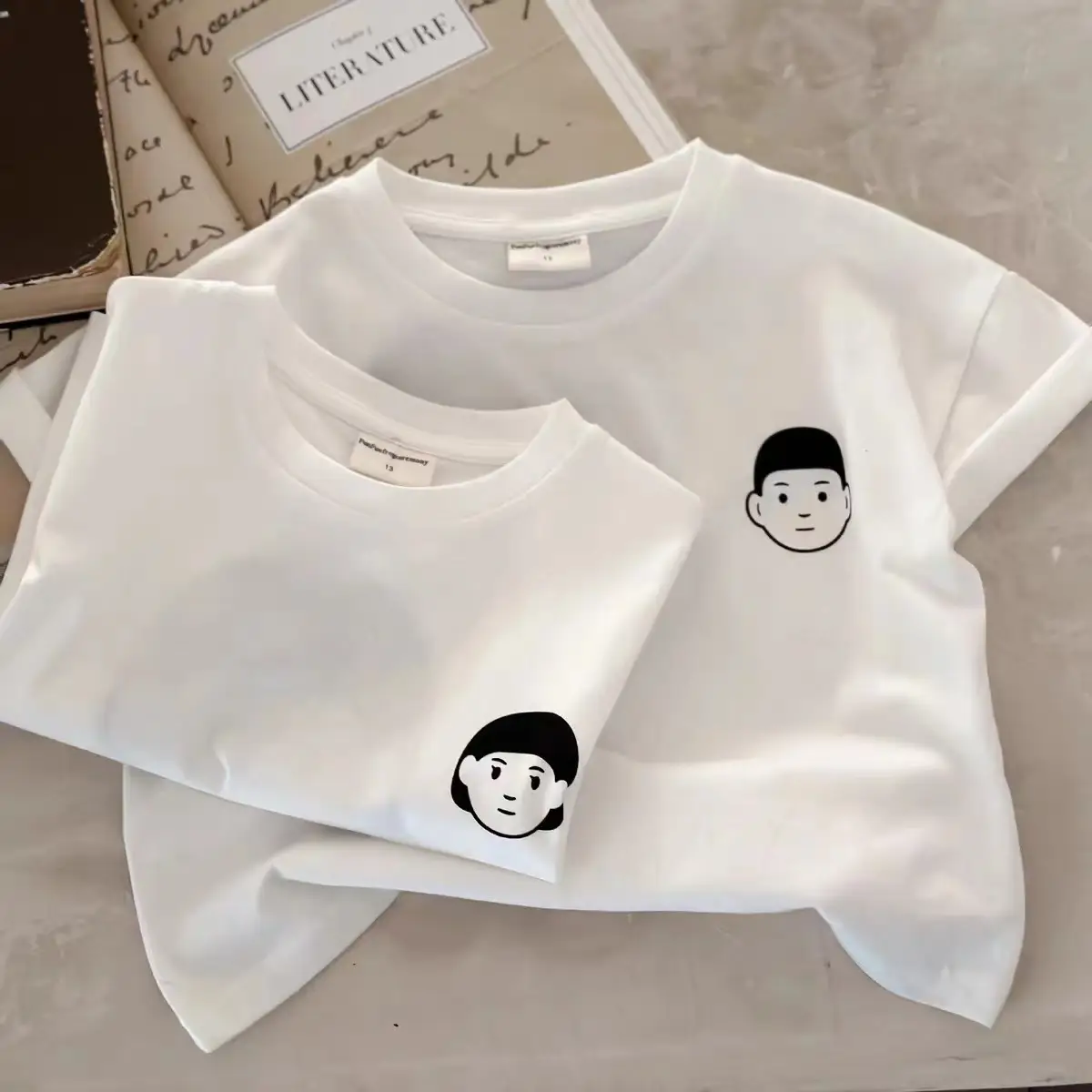Children 2Pc White Graphic T-Shirt Pure Cotton Summer - Image 4