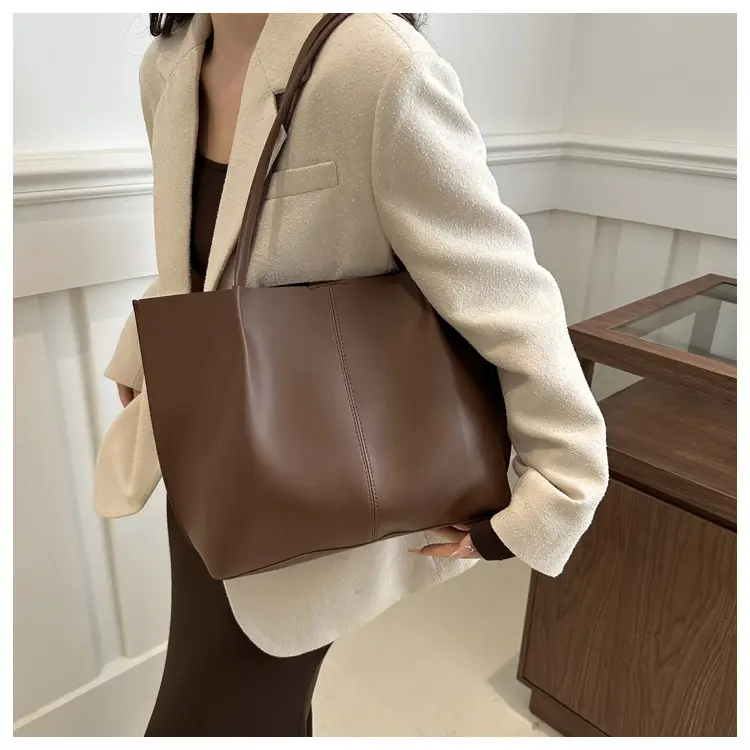 Women Retro Stylish Solid Color Shoulder Tote Bag Large Capacity β feature 11