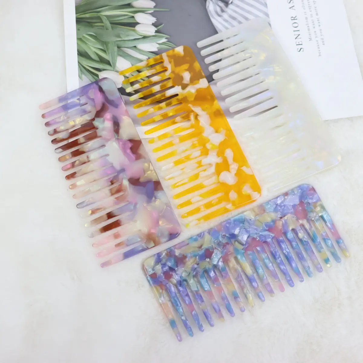 European & American Acetic Acid Hair Combs with Big Tooth Fork - Image 12