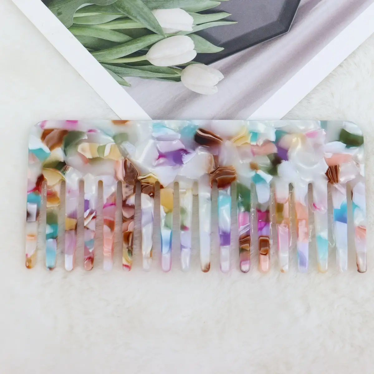 European & American Acetic Acid Hair Combs with Big Tooth Fork - Image 3