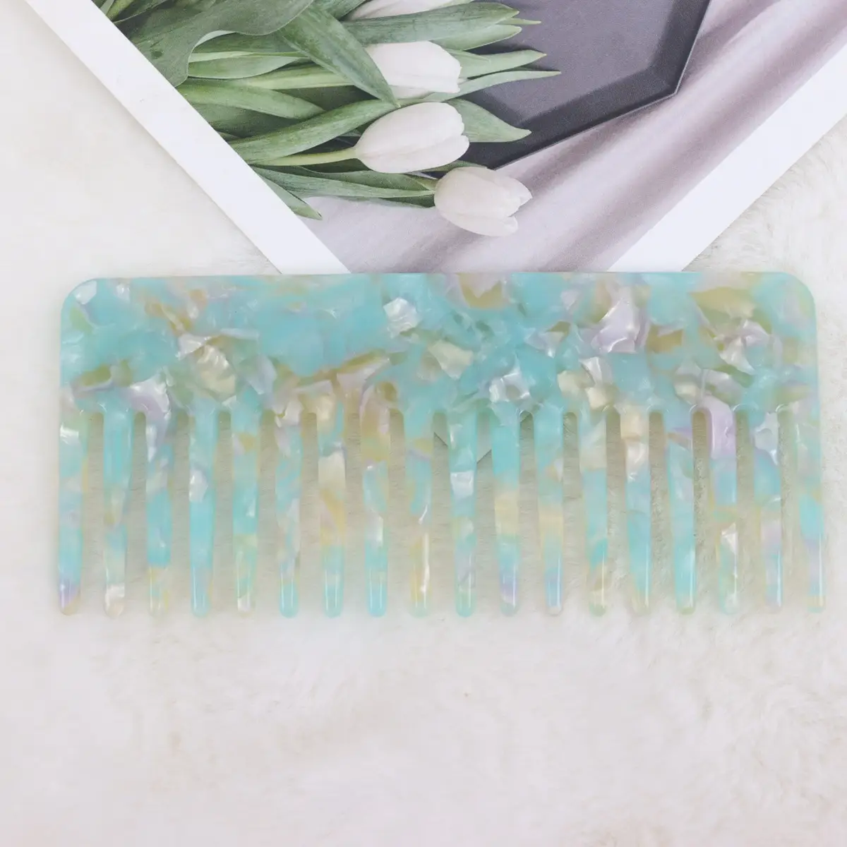 European & American Acetic Acid Hair Combs with Big Tooth Fork - Image 9