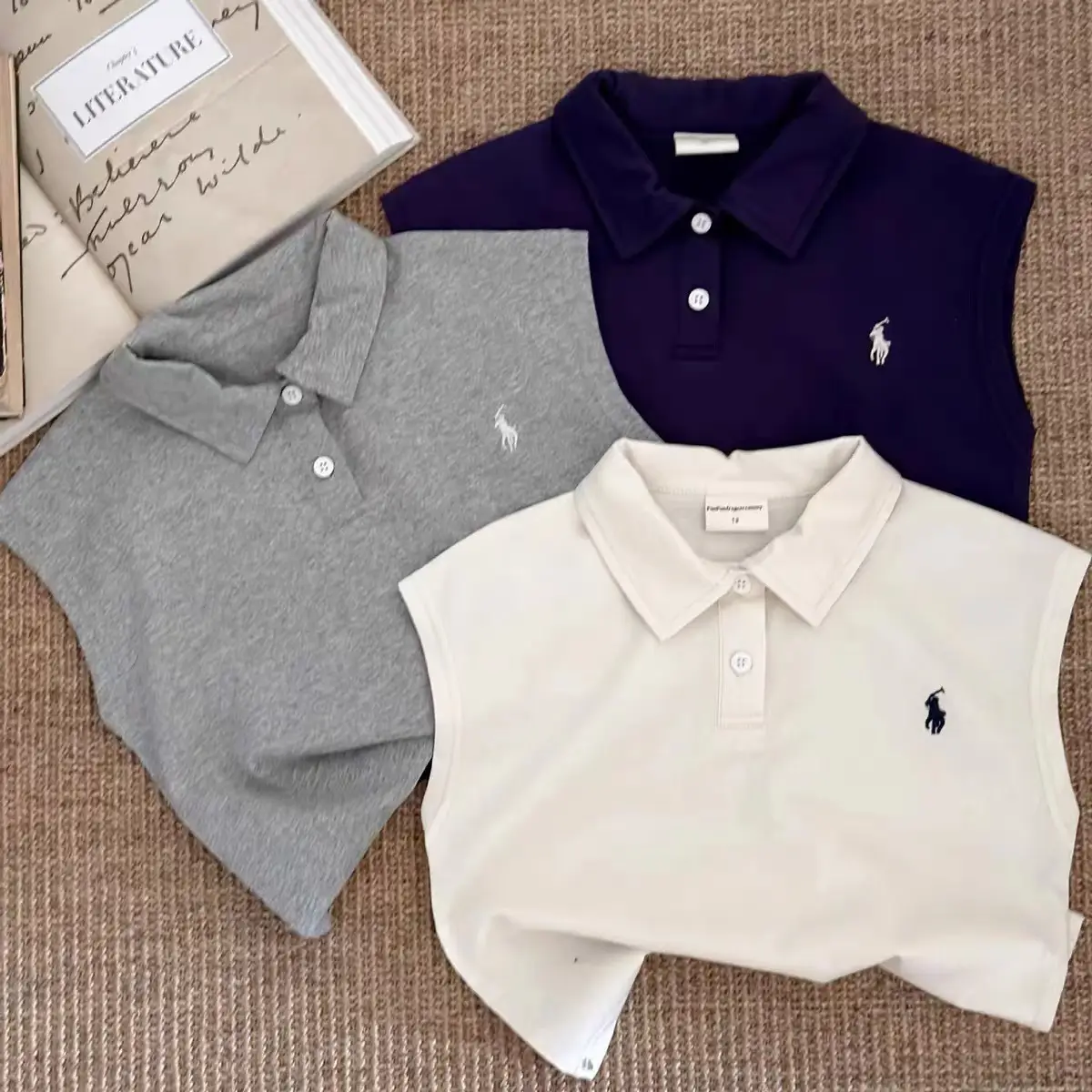 Children's Sleeveless Polo Shirt & Shorts Set Cream