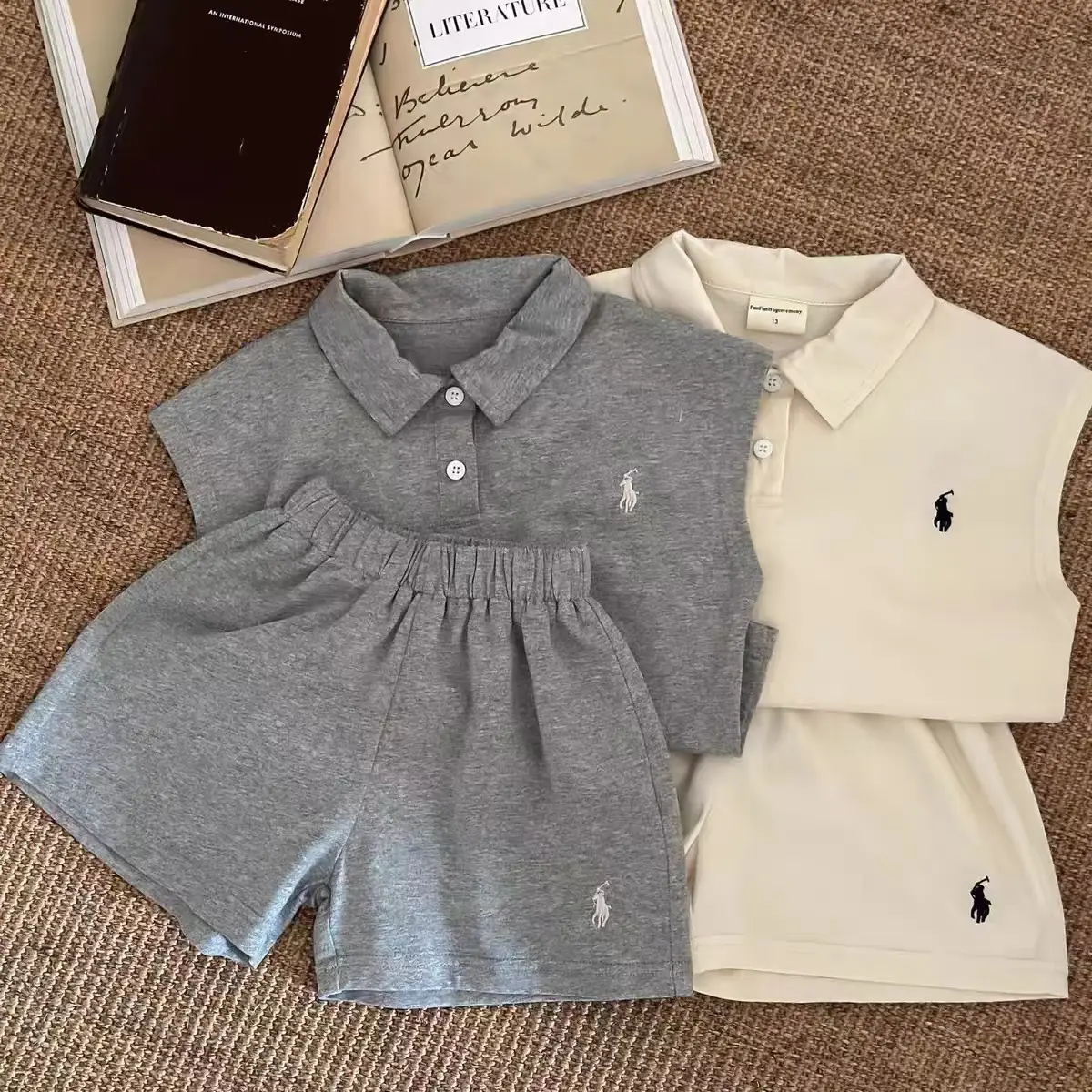 Children's Sleeveless Polo Shirt & Shorts Set Cream — feature 10