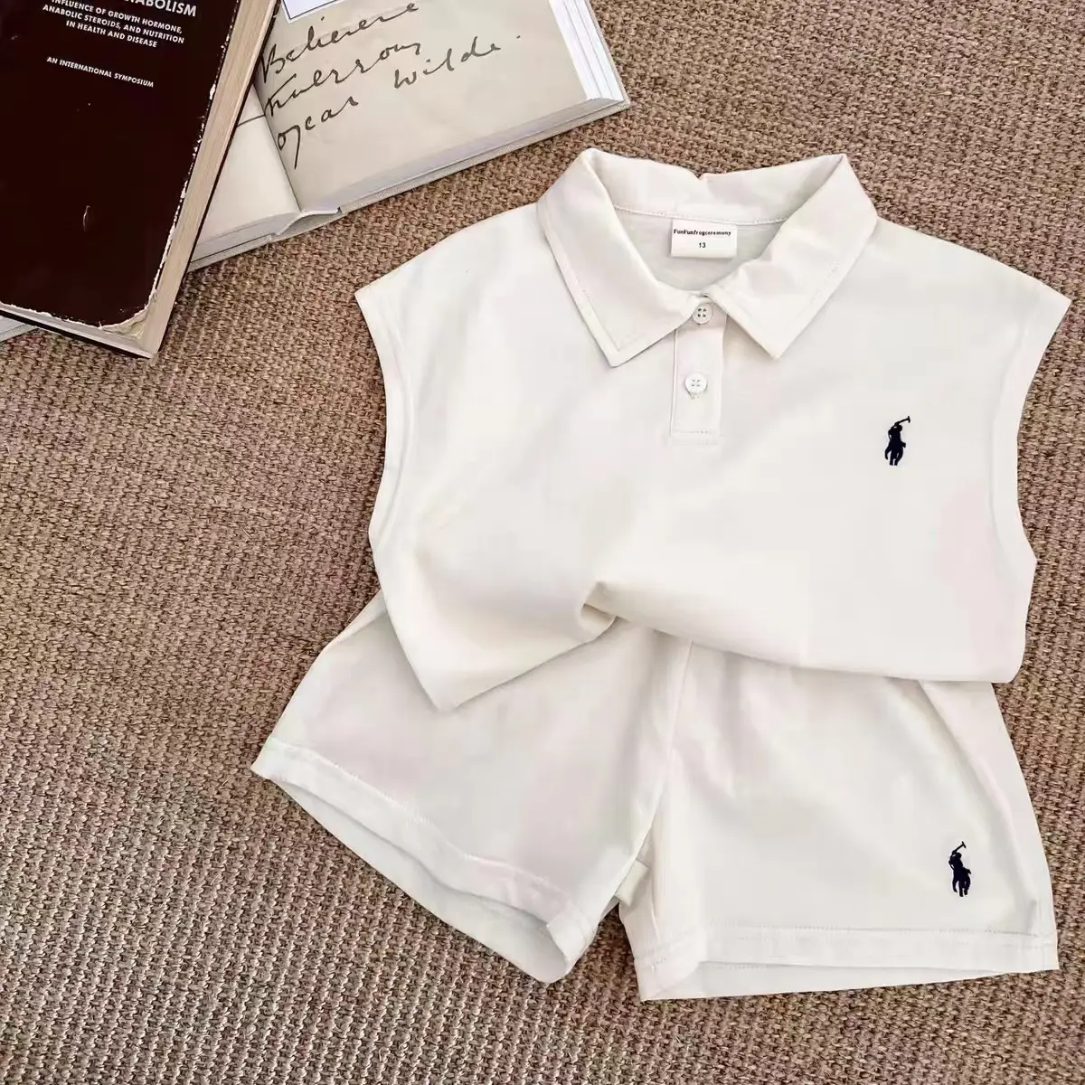Children's Sleeveless Polo Shirt & Shorts Set Cream — feature 4