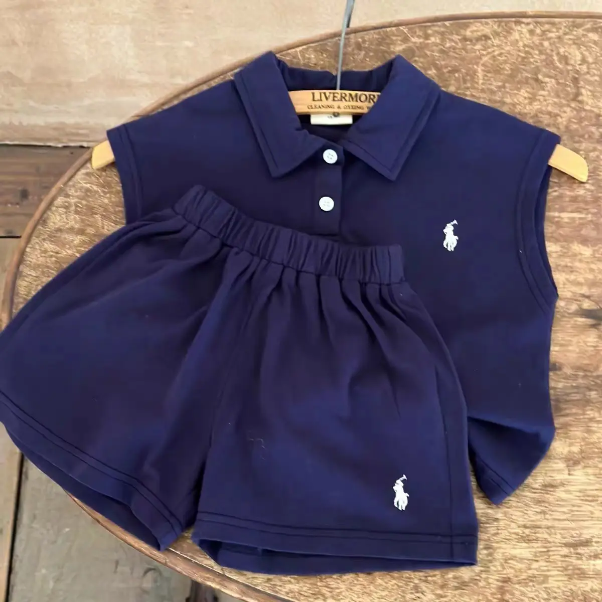 Children's Sleeveless Polo Shirt & Shorts Set Cream