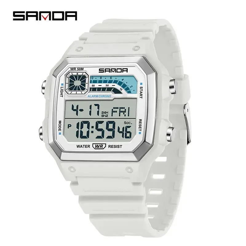 Sanda Square Digital Watch Black Waterproof Multi-Function - Image 6