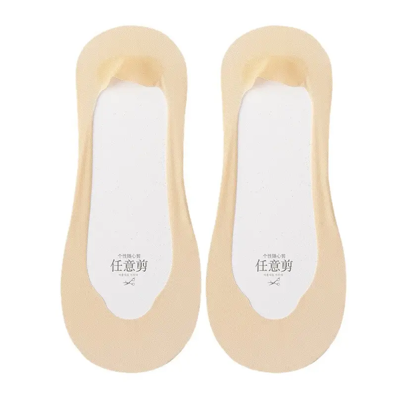 Boat Socks for Women in Summer, Thin, Non-Slip, Non-Falling, Ice Silk, Summer Pure Cotton-Soled High-Heeled Shoes, Ultra-Thin Shallow Mouth Invisible Socks