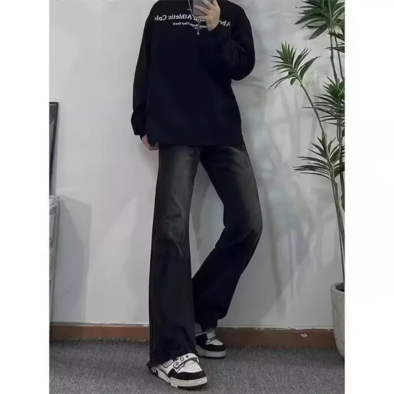 Black Micro La Jeans Men's Straight Barrel Pants - Image 3