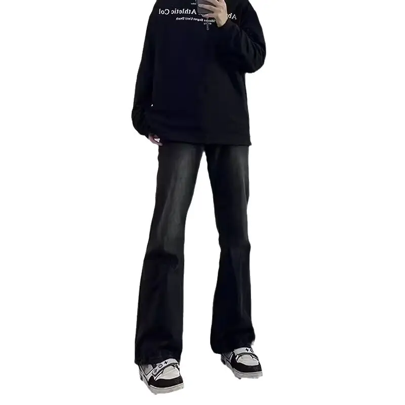 Black Micro La Jeans Men's Straight Barrel Pants - Image 6