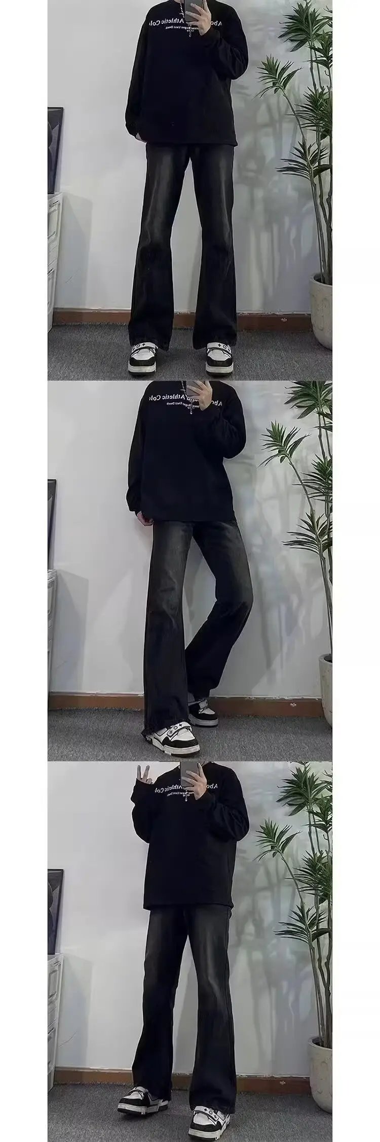 Black Micro La Jeans Men's Straight Barrel Pants — feature 5