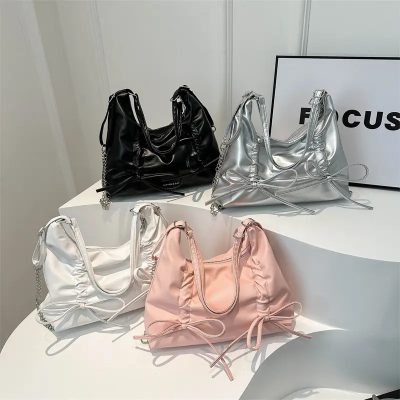 Silver Pleated Shoulder Bag for Women 2024 - Image 8