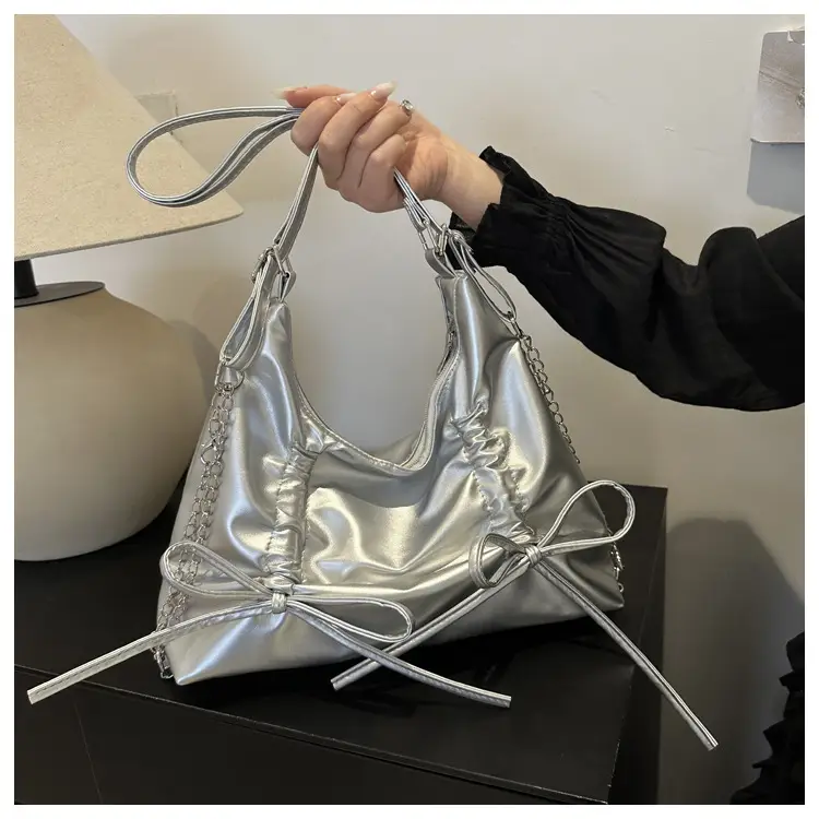 Silver Pleated Shoulder Bag for Women 2024 — feature 26