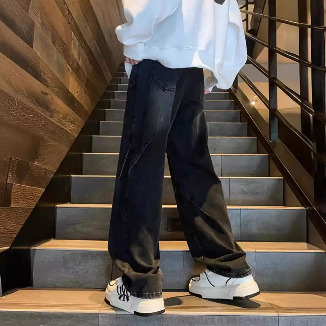 2024 Men's Wide Leg Straight Jeans Large - Image 5