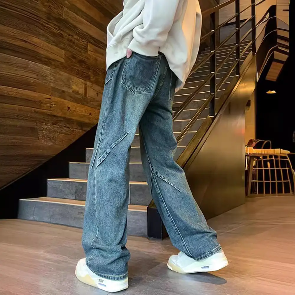 2024 Men's Wide Leg Straight Jeans Large - Image 7