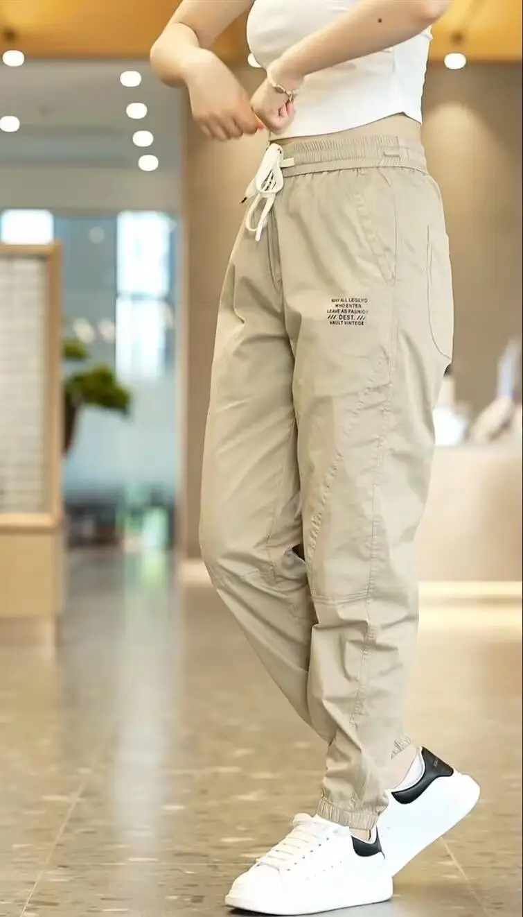 Japanese Style Women's Leg-Tied Casual Pants with White T-Shirt — feature 3