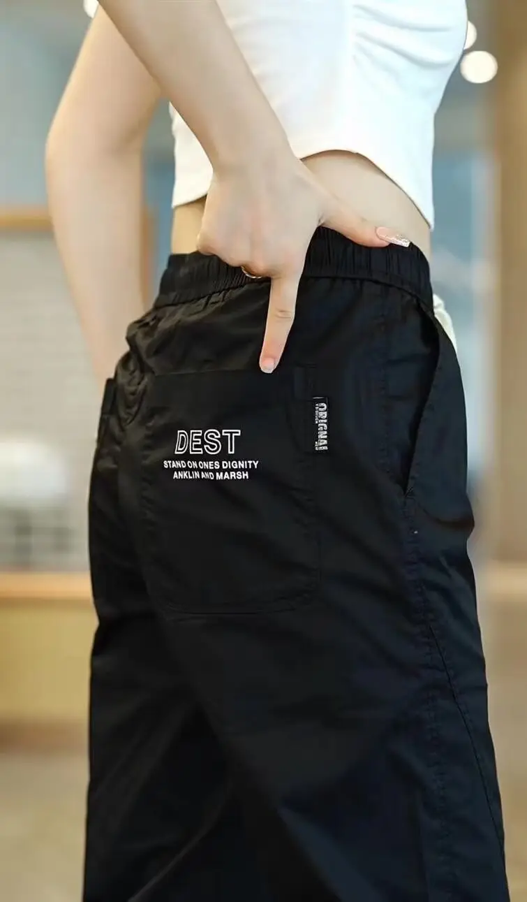 Japanese Style Women's Leg-Tied Casual Pants with White T-Shirt — feature 6