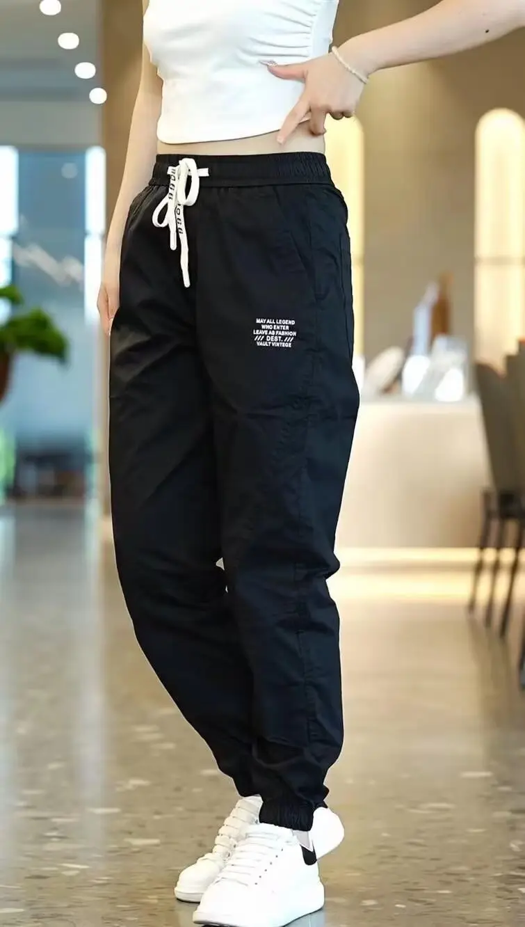 Japanese Style Women's Leg-Tied Casual Pants with White T-Shirt — feature 7